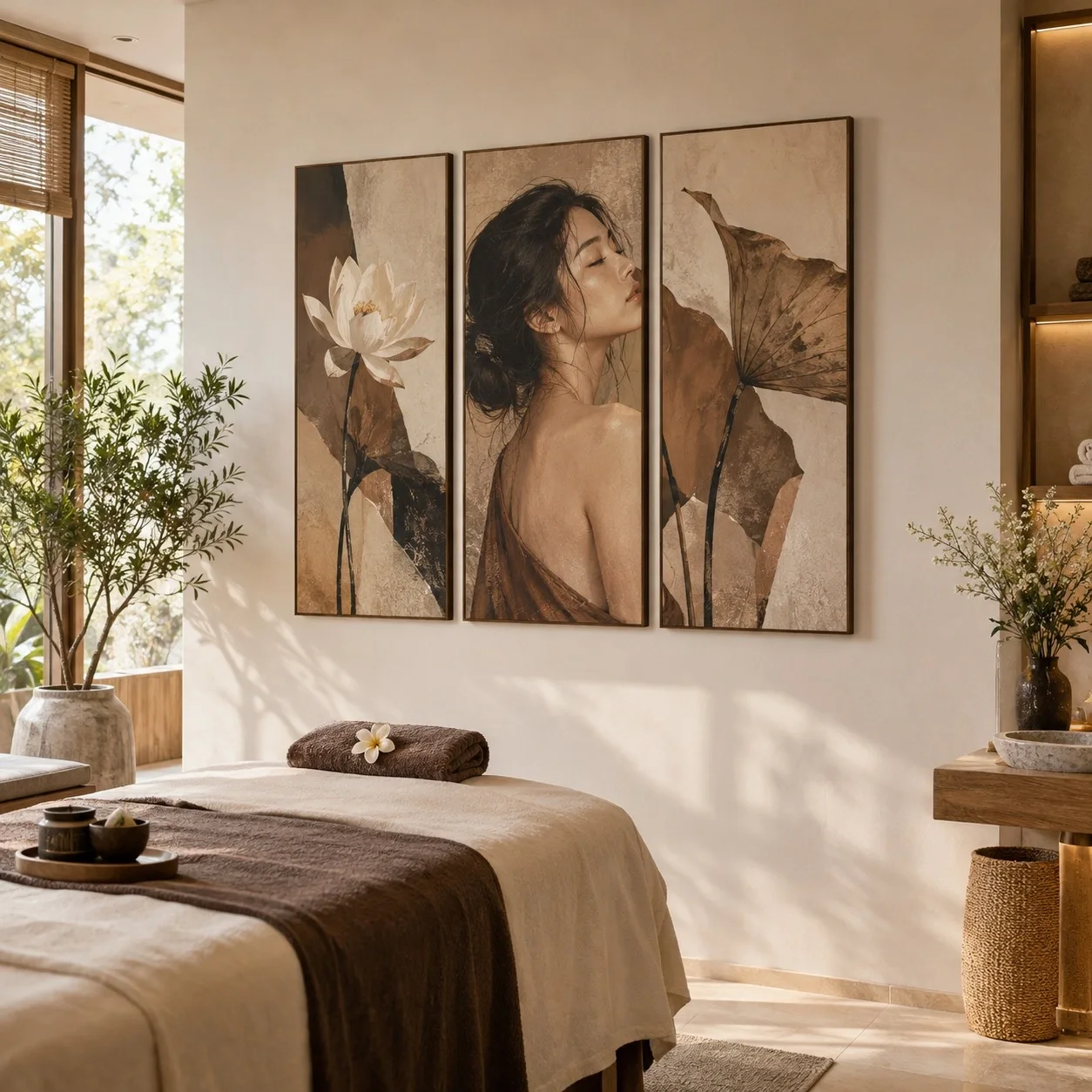 Khung ảnh dán tường Chân dung Ánh Sáng Ban Mai Bộ 3 tấm - spa hoặc thẩm mỹ viện