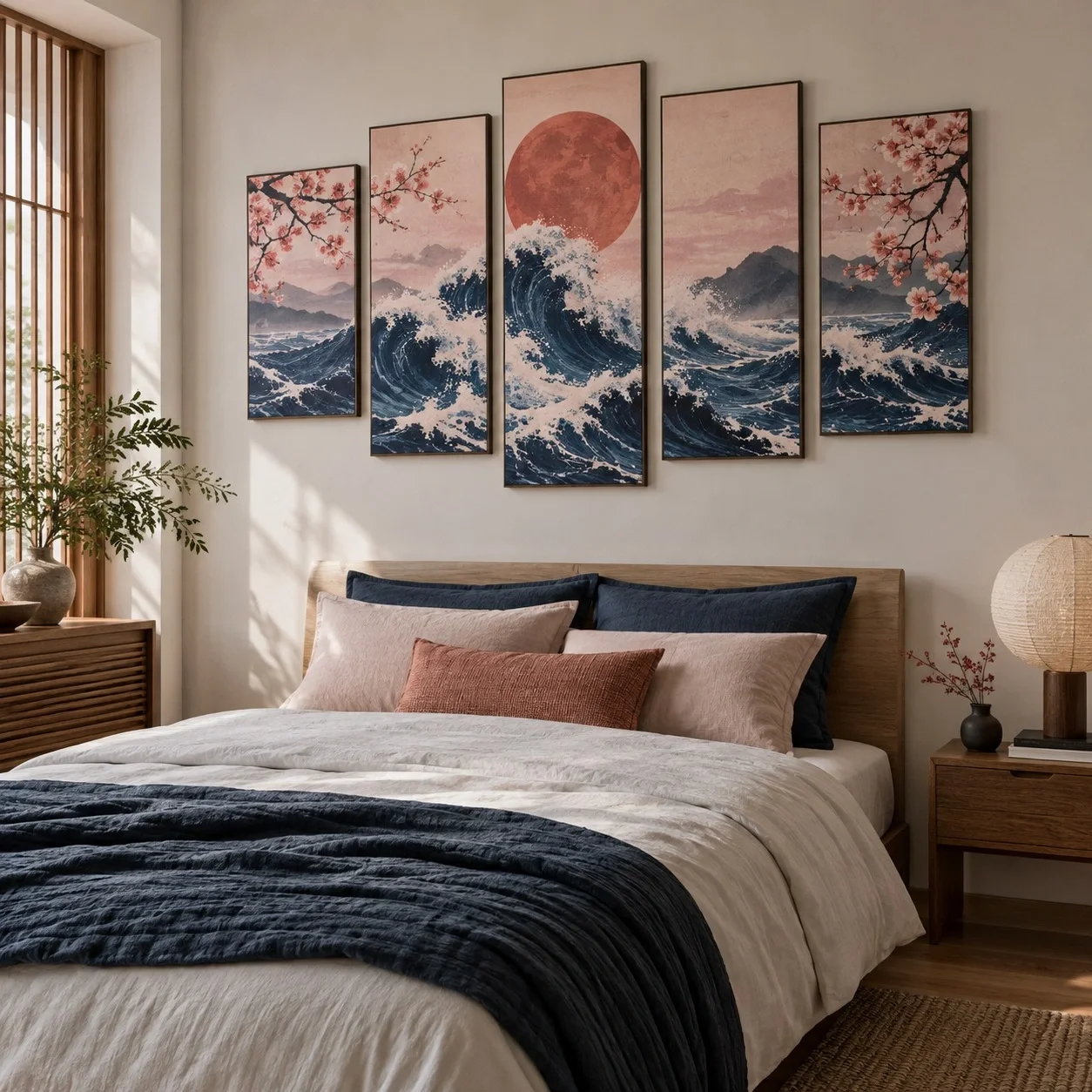 Khung ảnh dán tường Nhật Bản Ánh Sáng Ban Mai Bộ 5 tấm - phòng ngủ