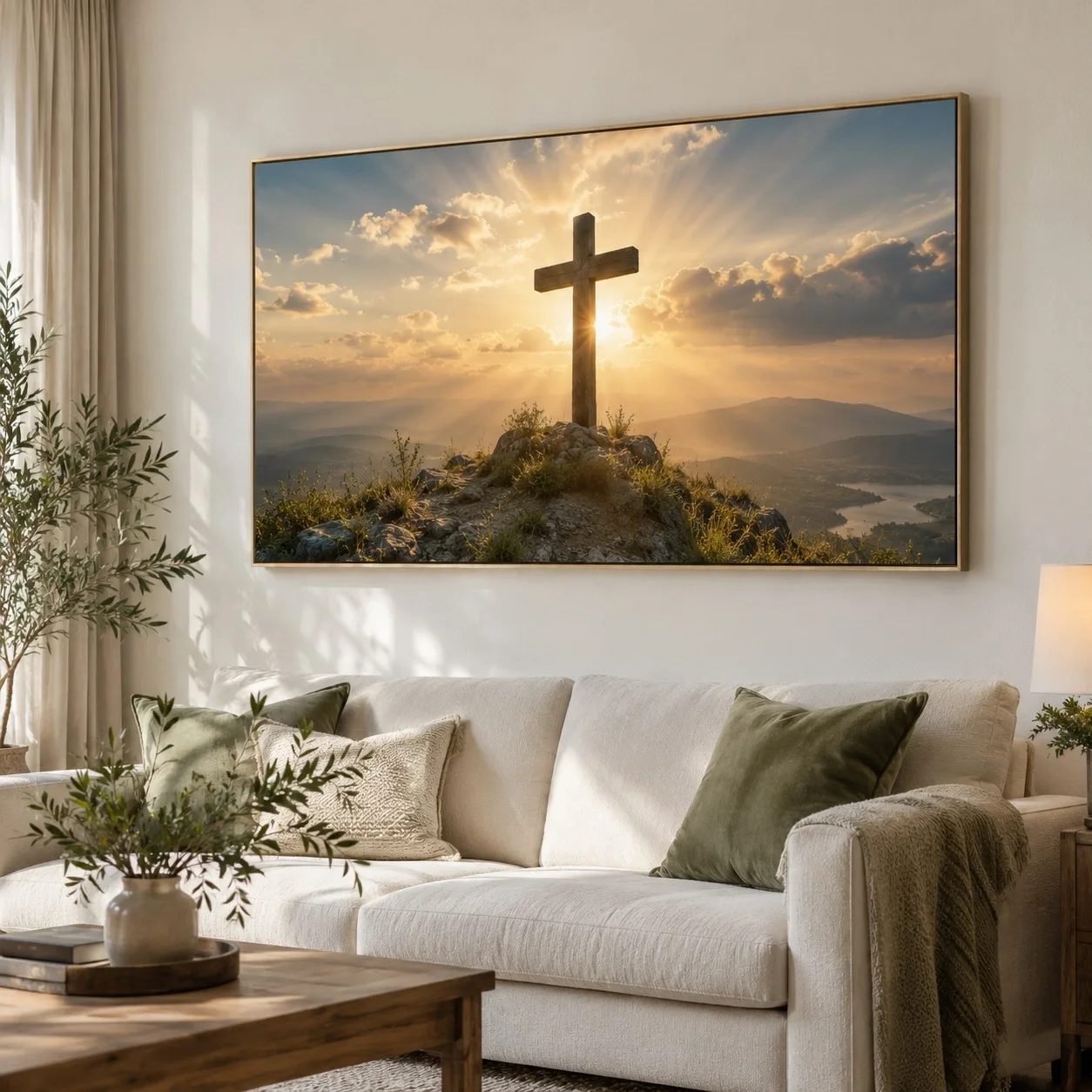 Tranh canvas Ánh Sáng Qua Thánh Giá Tranh đơn - phòng khách