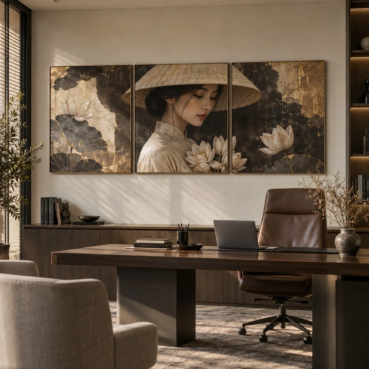 Tranh canvas Chân dung Phiên Bản Sang Trọng Bộ 3 tấm - văn phòng doanh nghiệp