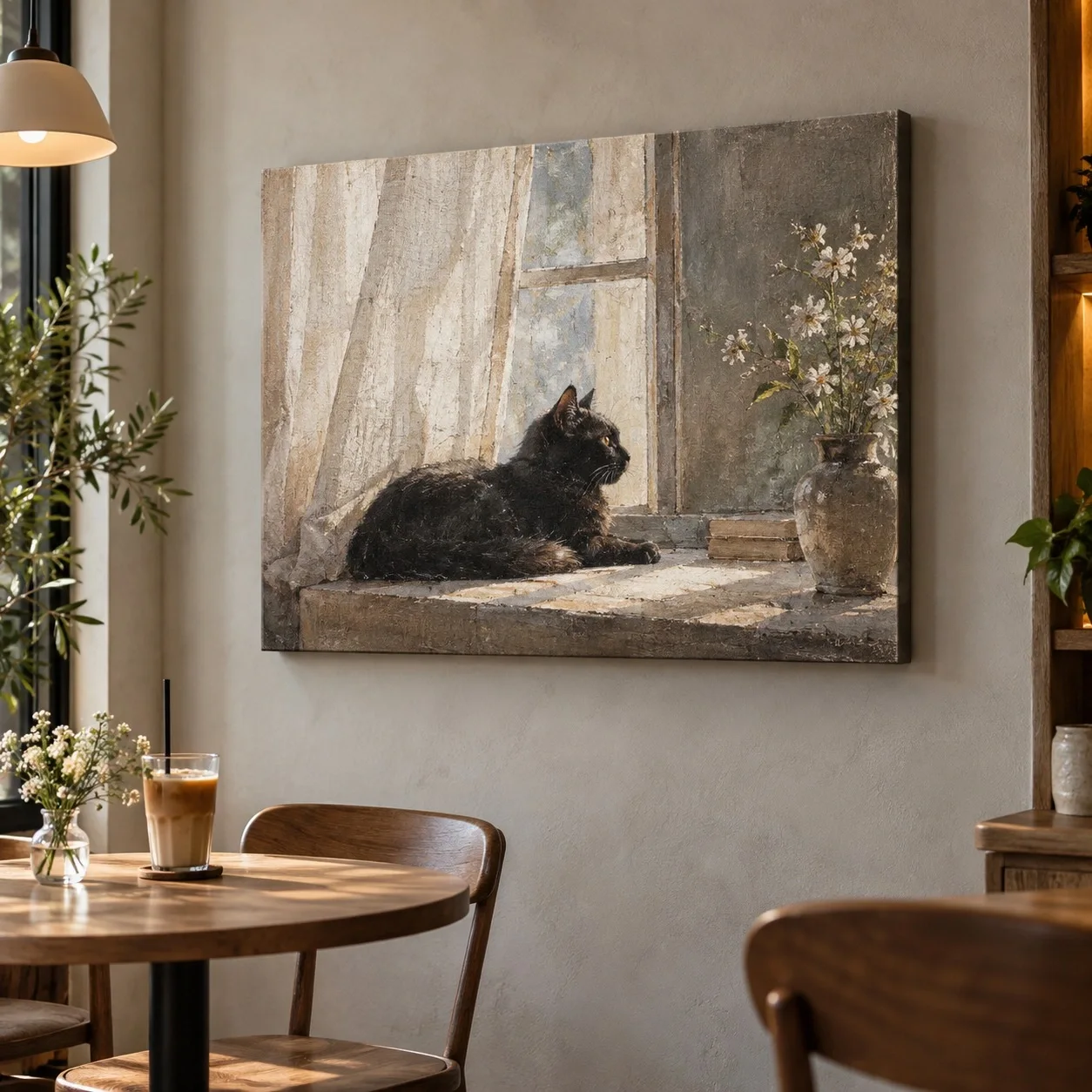 Tranh canvas Con mèo Sắc Màu Khoáng Chất Tranh đơn - quán cà phê hoặc trà sữa