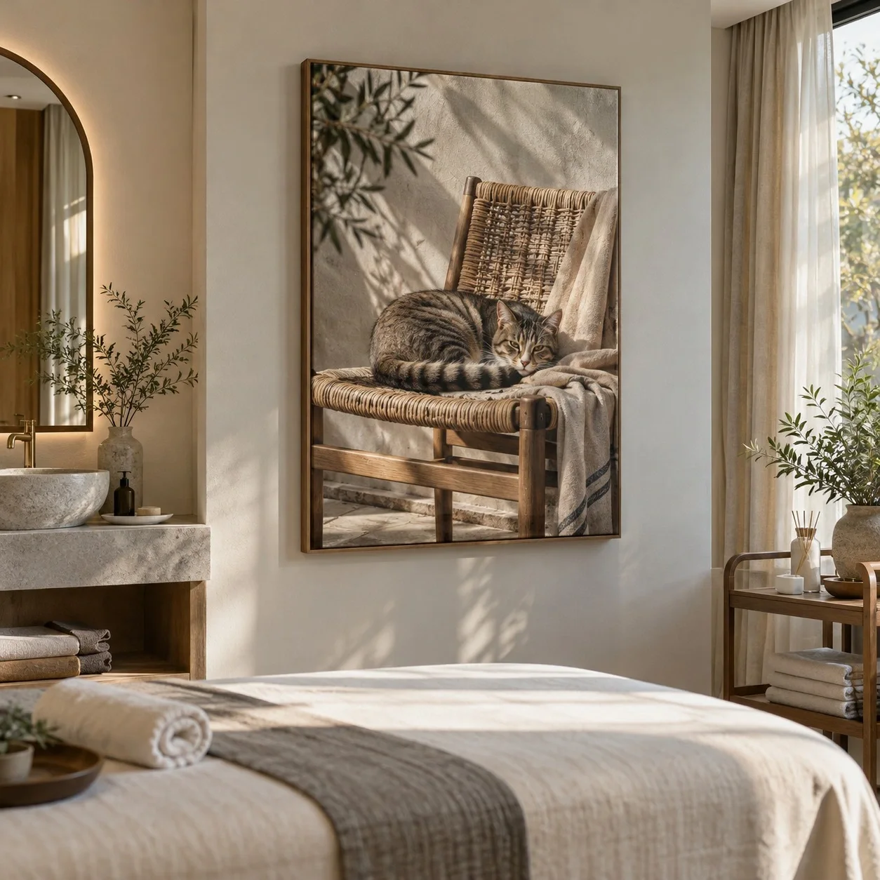Tranh canvas Con mèo Tông Màu Trung Tính Tranh đơn - spa hoặc thẩm mỹ viện