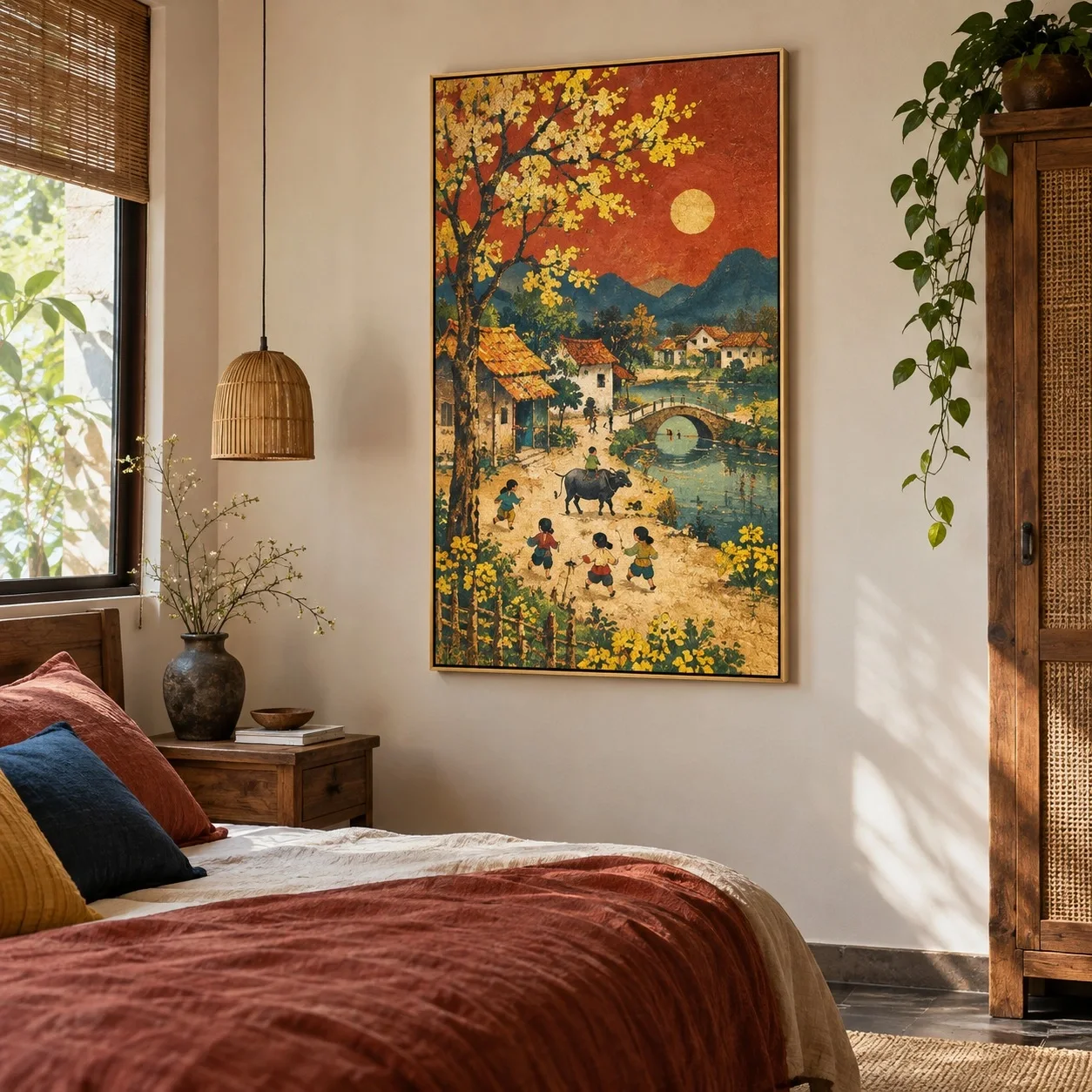 Tranh canvas Dân gian Đông Hồ Phiên Bản Sang Trọng Tranh đơn - phòng ngủ