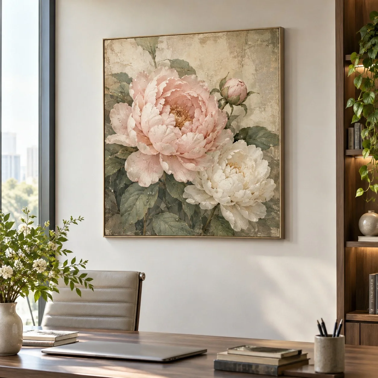 Tranh canvas Hoa Gam Màu Cổ Điển Tranh đơn - văn phòng doanh nghiệp