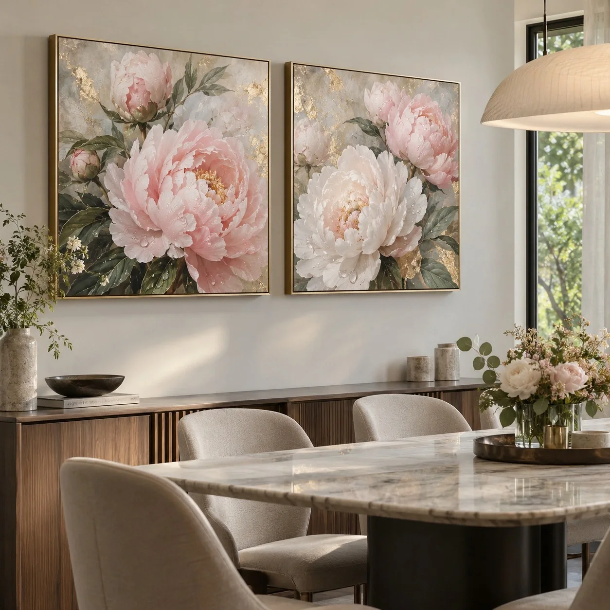 Tranh canvas Hoa Phiên Bản Sang Trọng Bộ 2 tấm - phòng ăn