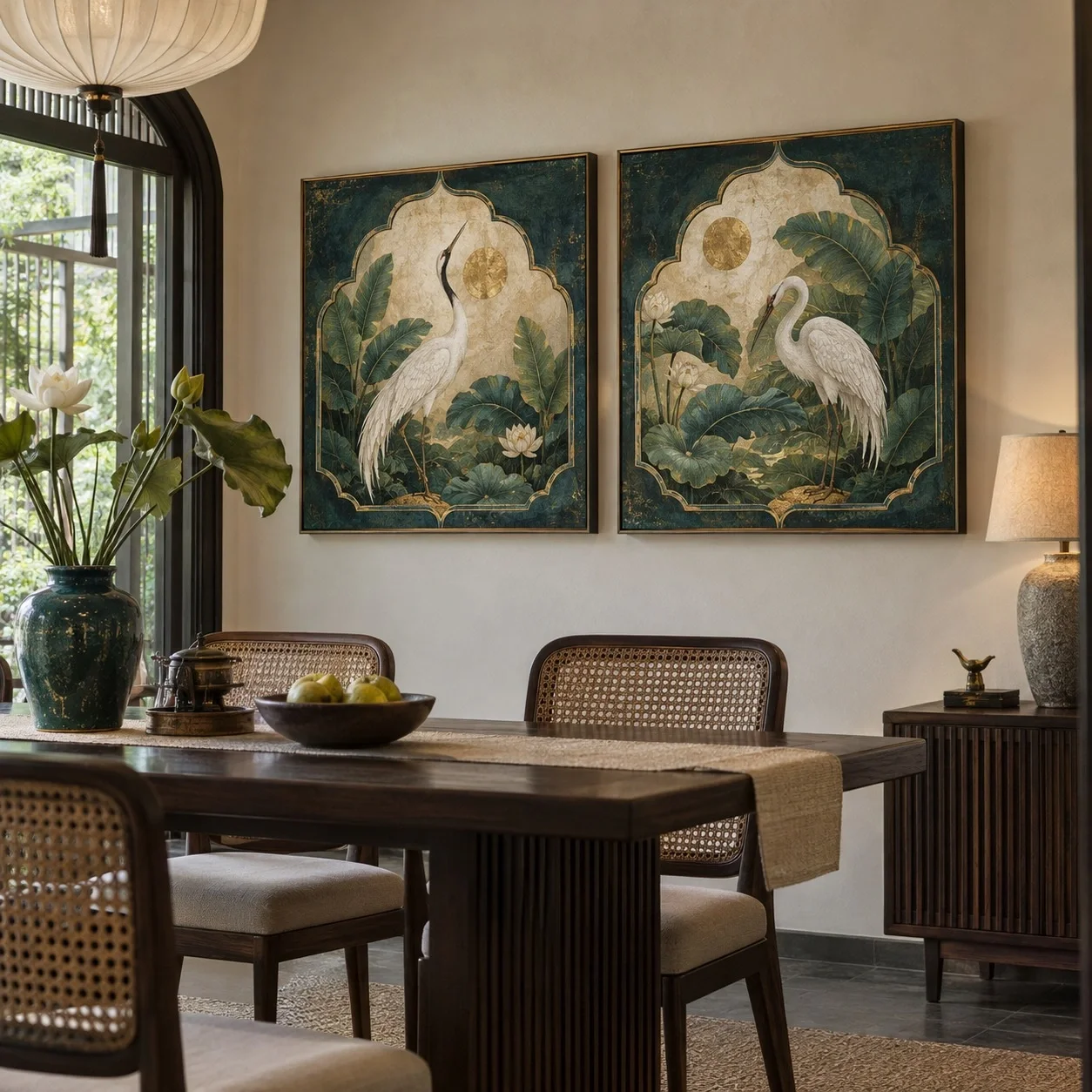 Tranh canvas Indochine Sắc Màu Khoáng Chất Bộ 2 tấm - phòng ăn