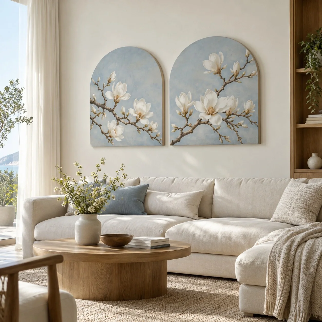Tranh canvas Khung vòm Phong Cách Tối Giản Bộ 2 tấm - phòng khách