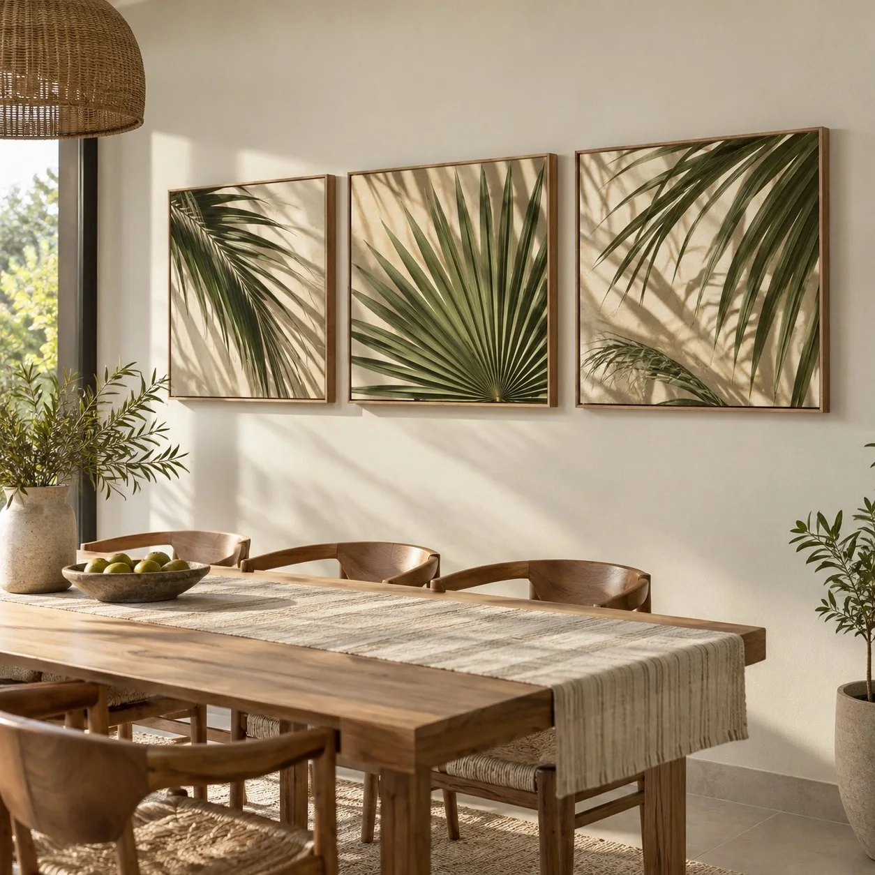 Tranh canvas Lá cây Chi Tiết Nghệ Thuật Bộ 3 tấm - phòng ăn