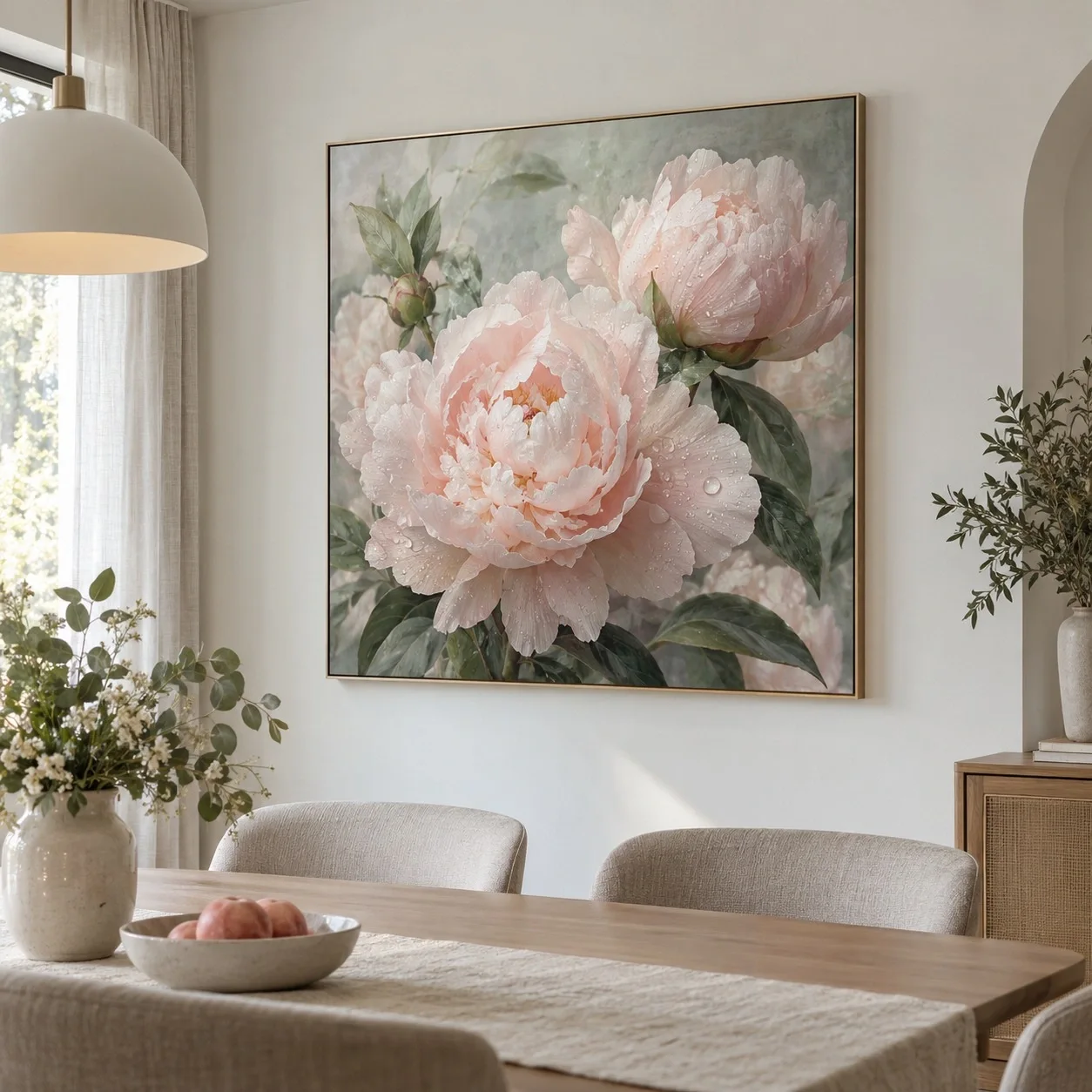 Tranh canvas Mẫu Đơn Phấn Sương Tranh đơn - phòng ăn
