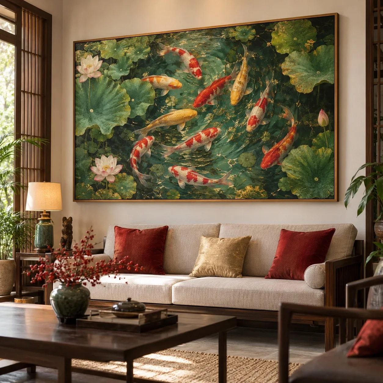 Tranh canvas Ngũ Sắc Du Thủy Tranh đơn - phòng khách