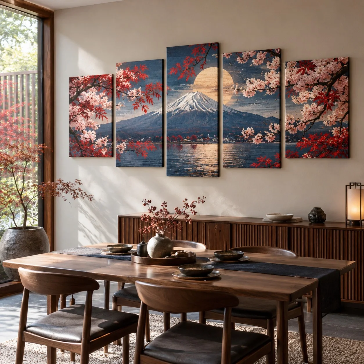 Tranh canvas Nhật Bản Phiên Bản Sang Trọng Bộ 5 tấm - phòng ăn