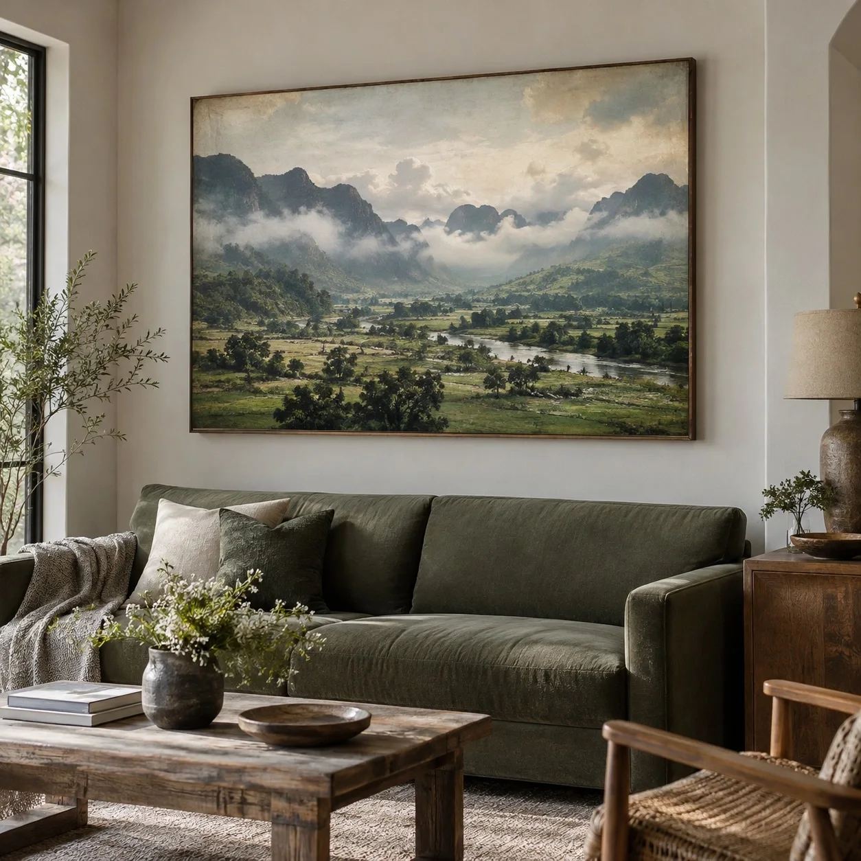 Tranh canvas Phong cảnh Gam Màu Cổ Điển Tranh đơn - phòng khách