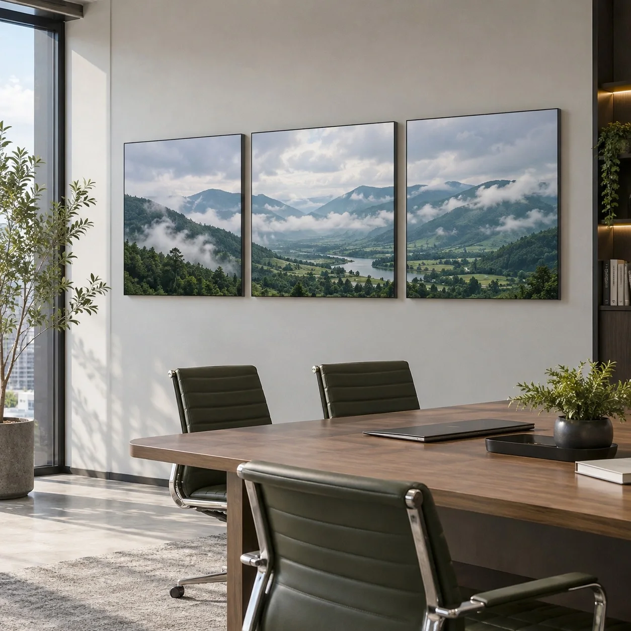 Tranh canvas Phong cảnh Phong Cách Tối Giản Bộ 3 tấm - văn phòng doanh nghiệp
