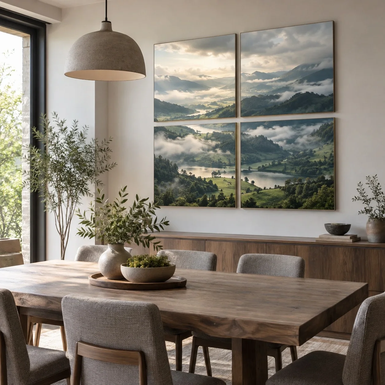 Tranh canvas Phong cảnh Tông Màu Trung Tính Bộ 4 tấm - phòng ăn