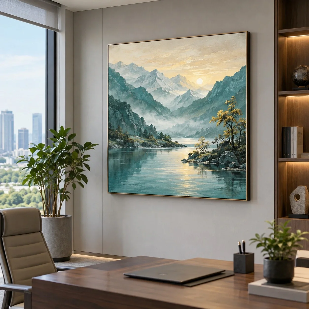 Tranh canvas Phong thủy Đường Nét Đương Đại Tranh đơn - văn phòng doanh nghiệp