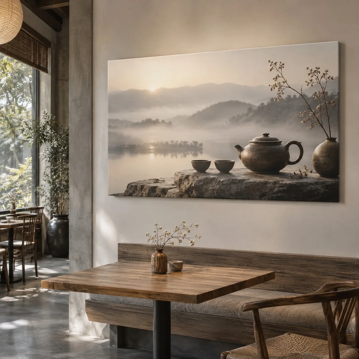 Tranh canvas Phòng trà và thiền Tông Màu Trung Tính Tranh đơn - quán cà phê hoặc trà sữa