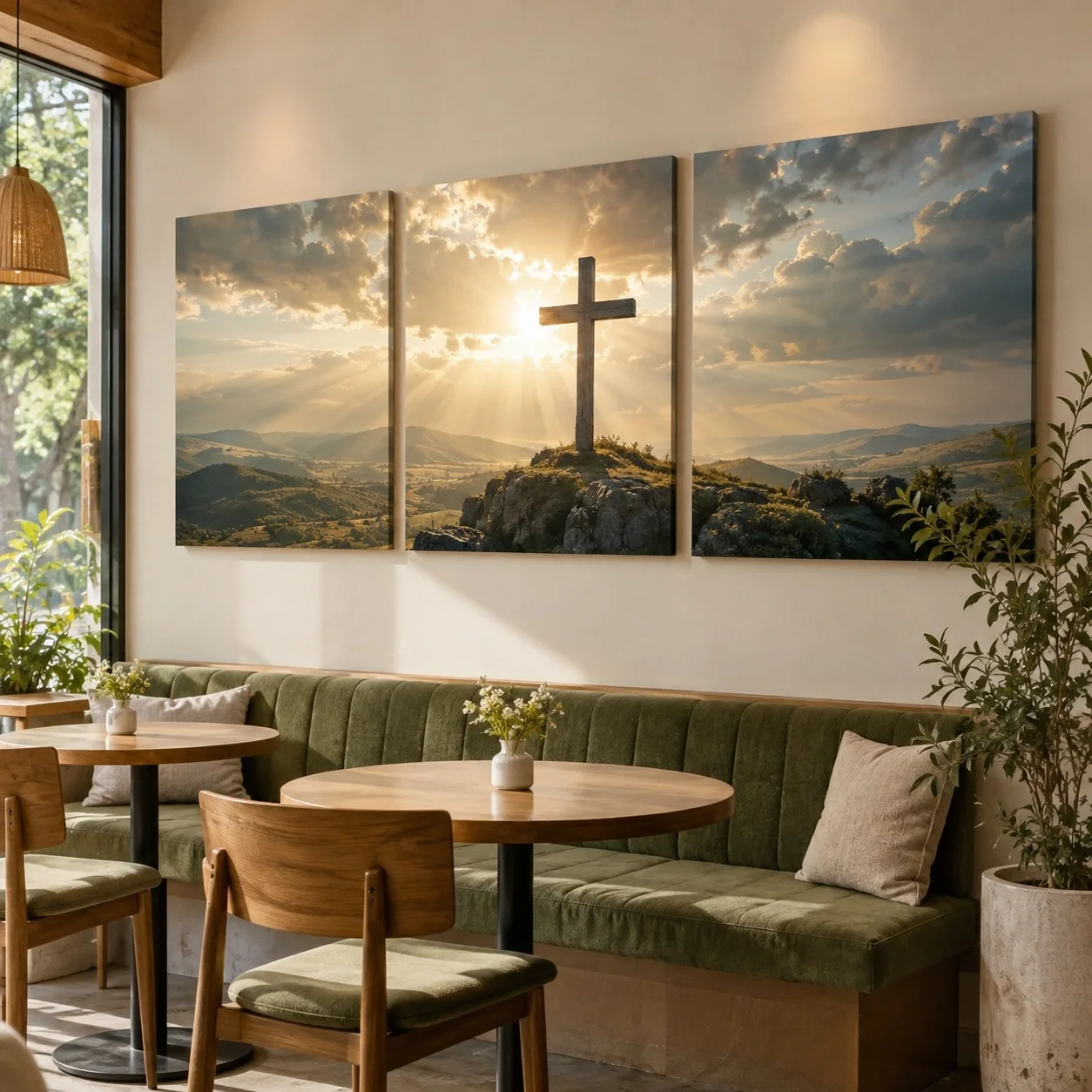 Tranh canvas Thiên Chúa Chi Tiết Nghệ Thuật Bộ 3 tấm - quán cà phê hoặc trà sữa
