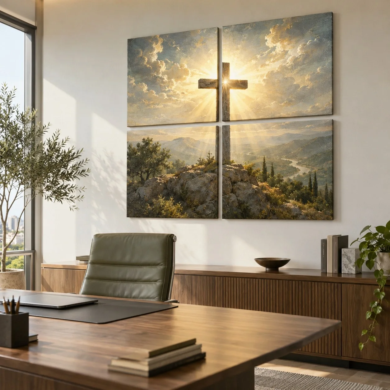 Tranh canvas Thiên Chúa Sắc Màu Khoáng Chất Bộ 4 tấm - văn phòng doanh nghiệp