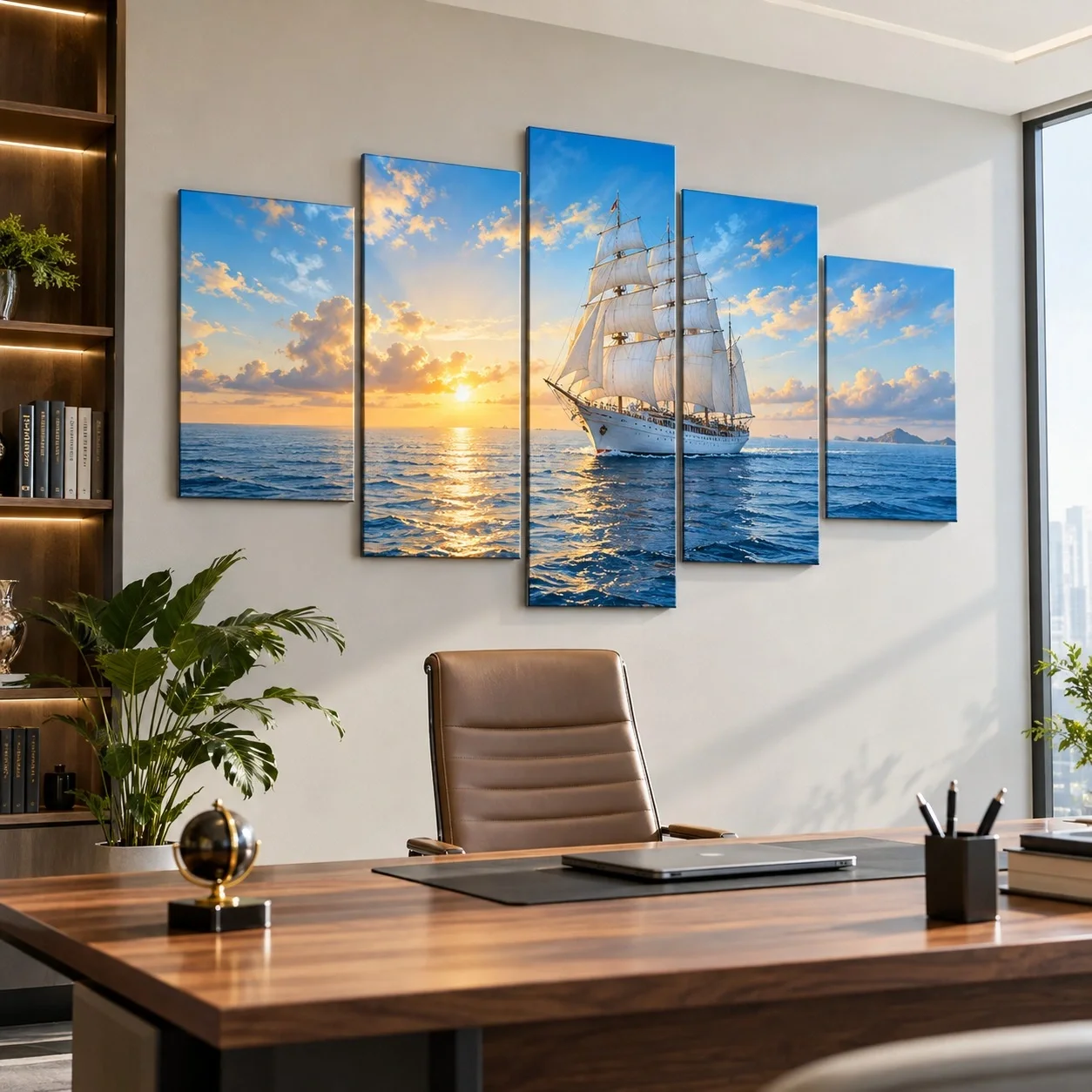 Tranh canvas Thuận buồm xuôi gió Chi Tiết Nghệ Thuật Bộ 5 tấm - văn phòng doanh nghiệp