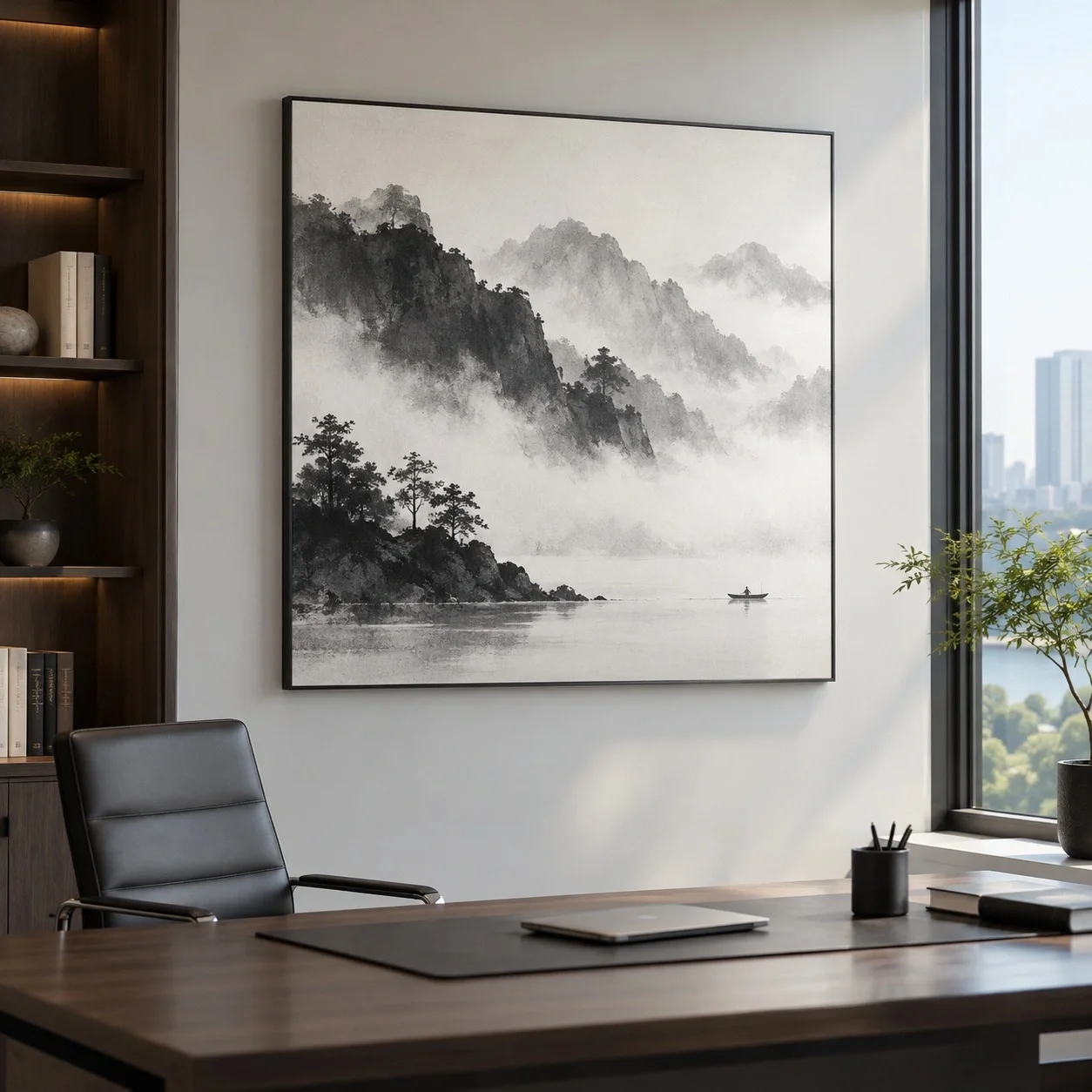 Tranh canvas Thủy mặc Phong Cách Tối Giản Tranh đơn - văn phòng doanh nghiệp
