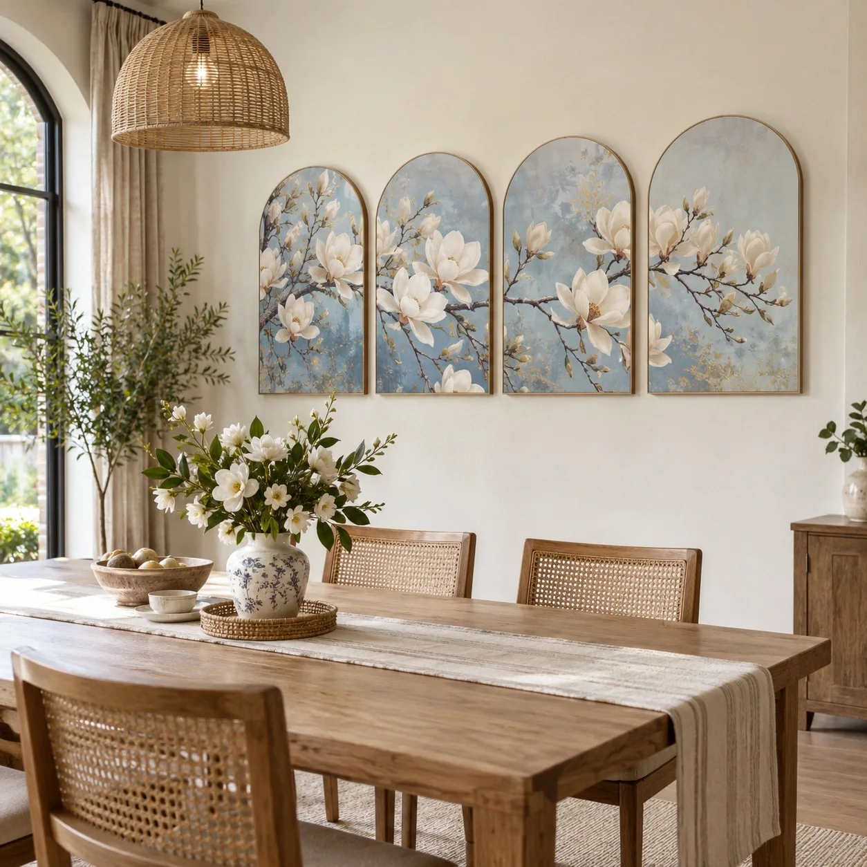 Tranh canvas Vòm Hoa Mộc Lan Bộ 4 tấm - phòng ăn
