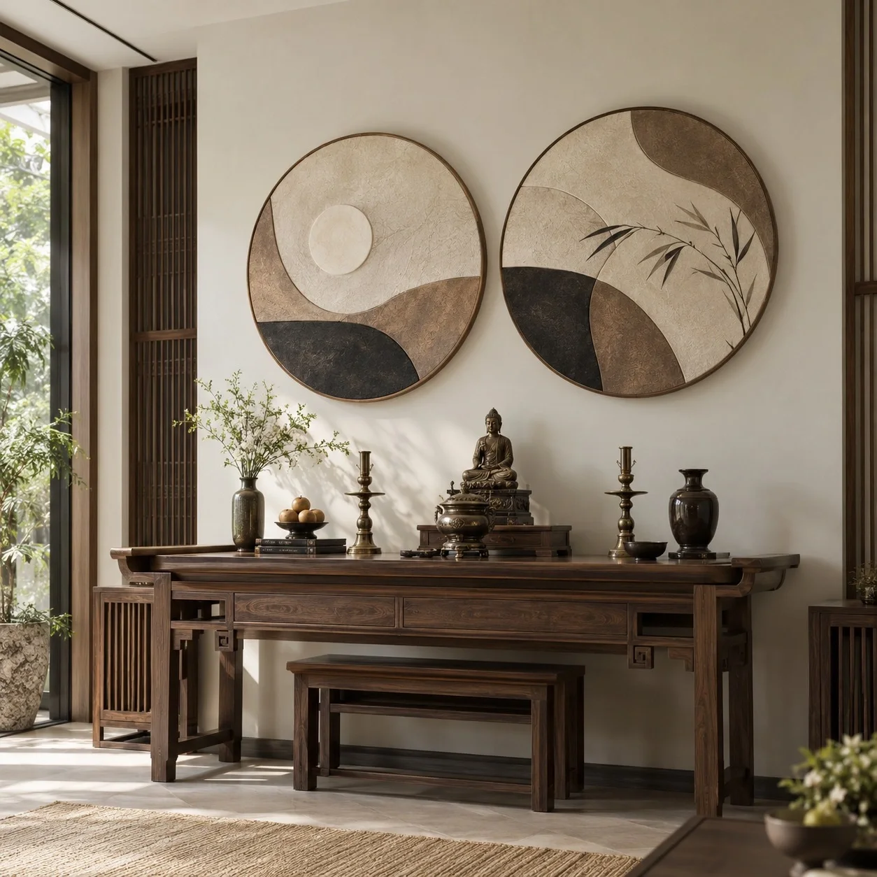 Tranh dán tường Đường Cong Cân Bằng Bộ 2 tấm - phòng thờ