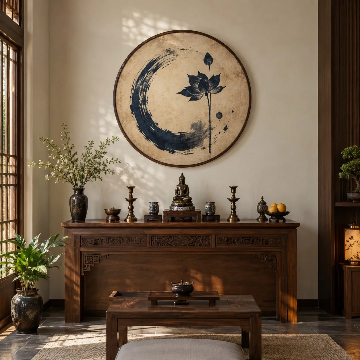 Tranh dán tường Thư pháp Đường Nét Đương Đại Tranh đơn - phòng thờ
