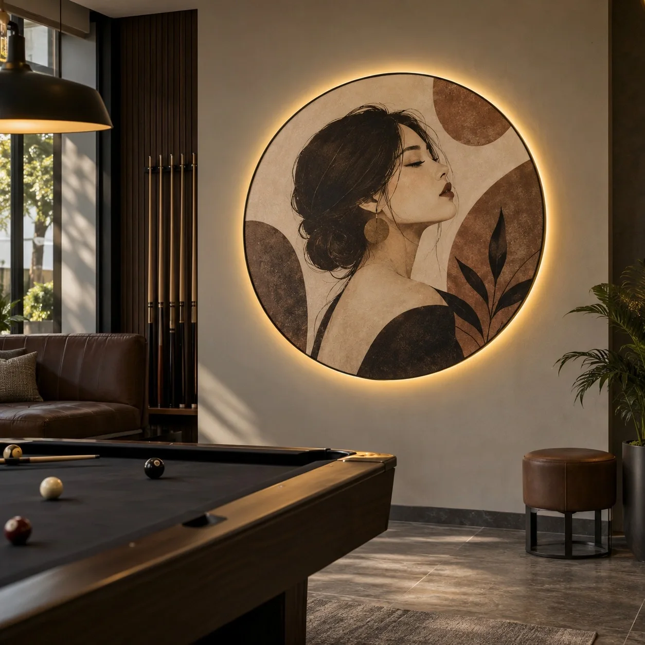 Tranh đèn LED Chân dung Đường Nét Đương Đại Tranh đơn - phòng bida