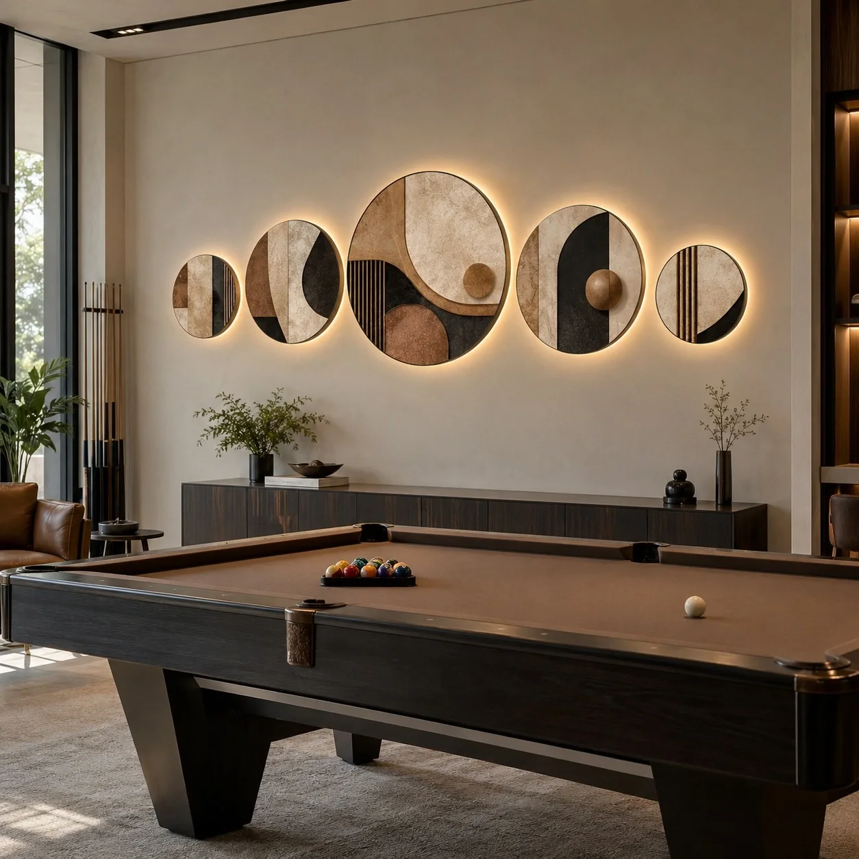 Tranh đèn LED Trừu tượng Đường Nét Đương Đại Bộ 5 tấm - phòng bida