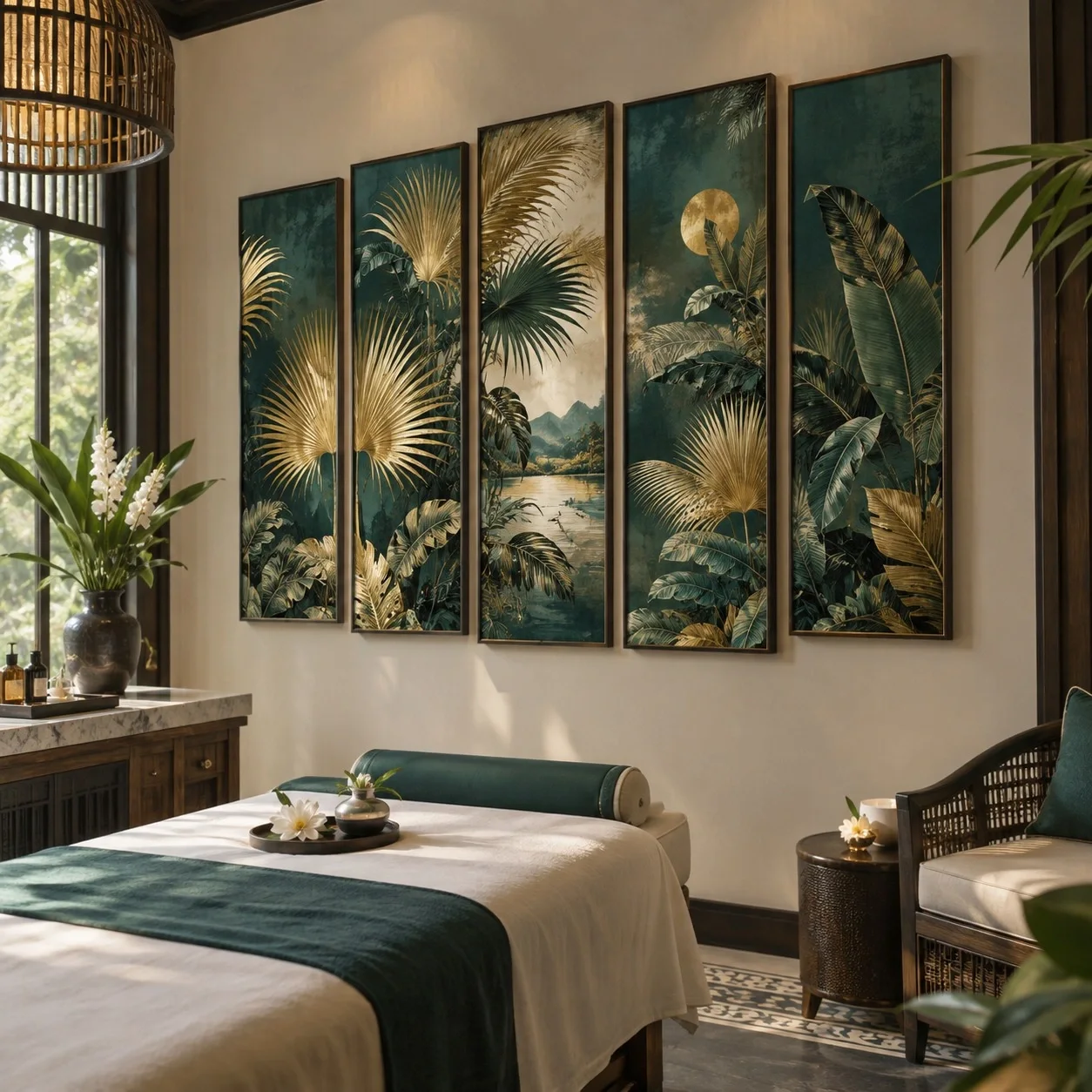 Tranh động lực Indochine Phiên Bản Sang Trọng Bộ 5 tấm - spa hoặc thẩm mỹ viện
