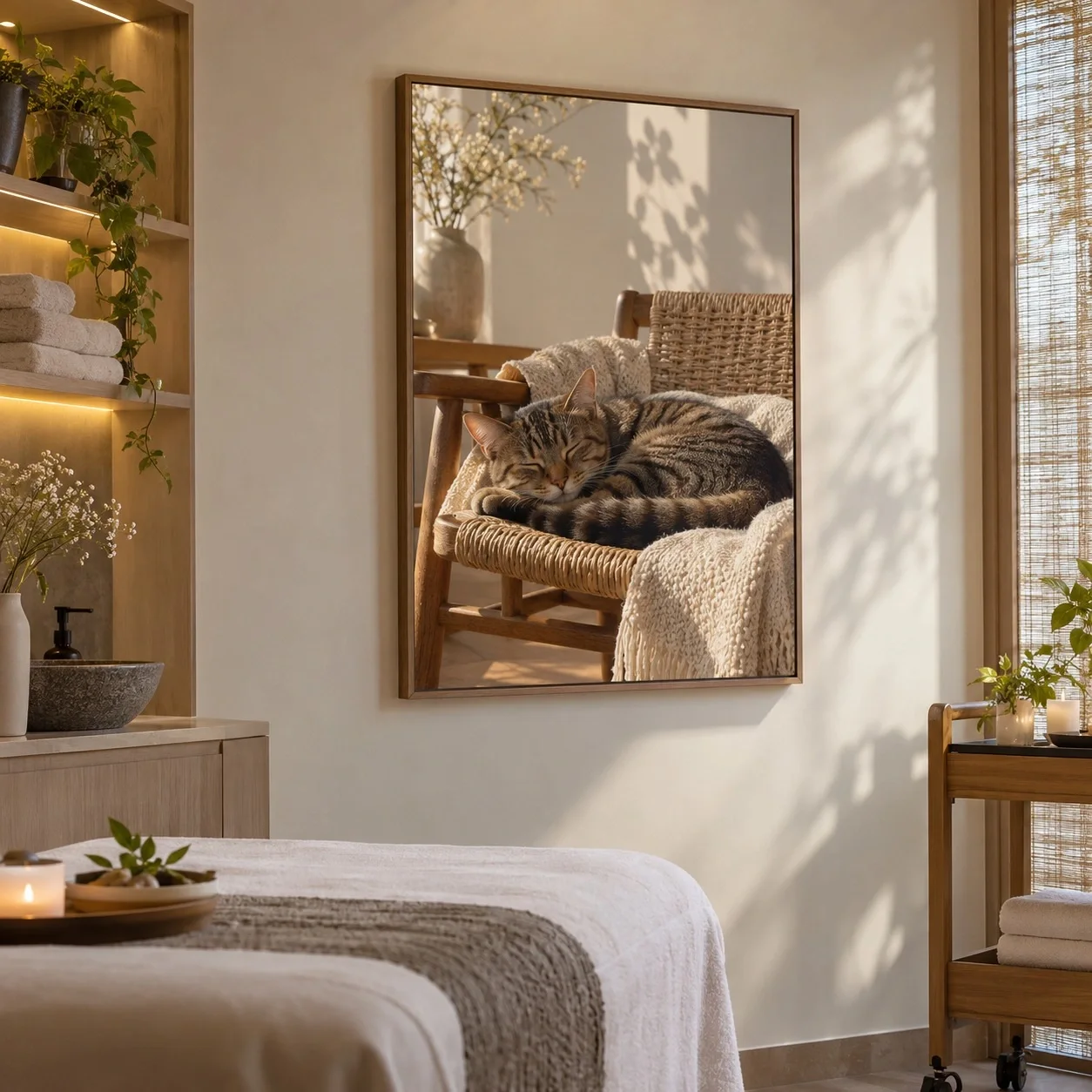 Tranh động lực Mèo Mướp Ngày Lười Tranh đơn - spa hoặc thẩm mỹ viện