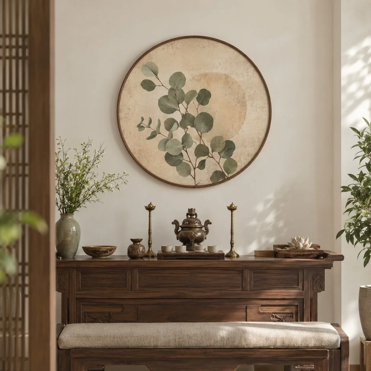 Tranh Piclove Lá cây Gam Màu Cổ Điển Tranh đơn - phòng thờ